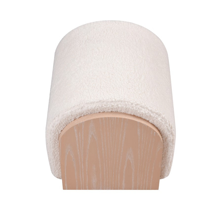 Atlas Lighting Marko 20in Stool | Modern Light Oak Wood and White Boucle Fabric | Living Room & Bedroom Seating | Model SE11038-01