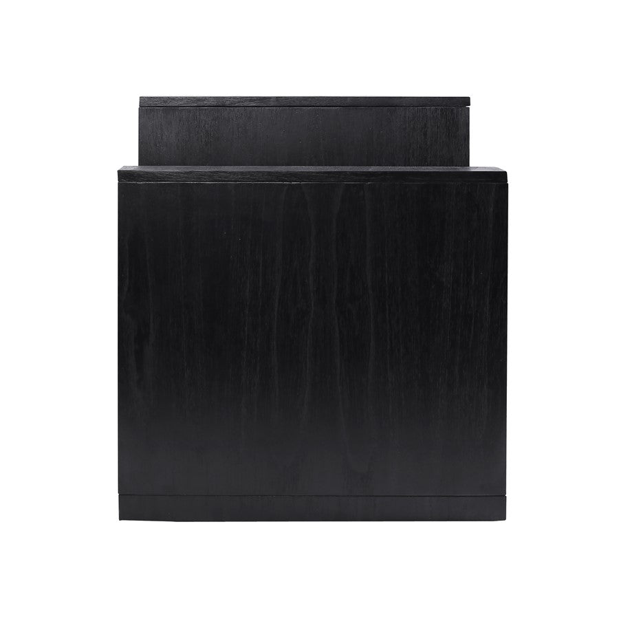 Atlas Lighting Checkmate 22in Accent Table | Modern Black Wood with Drawers | Living Room & Bedroom Side Table | 22 x 20 x 24 in | Model TA11040-02