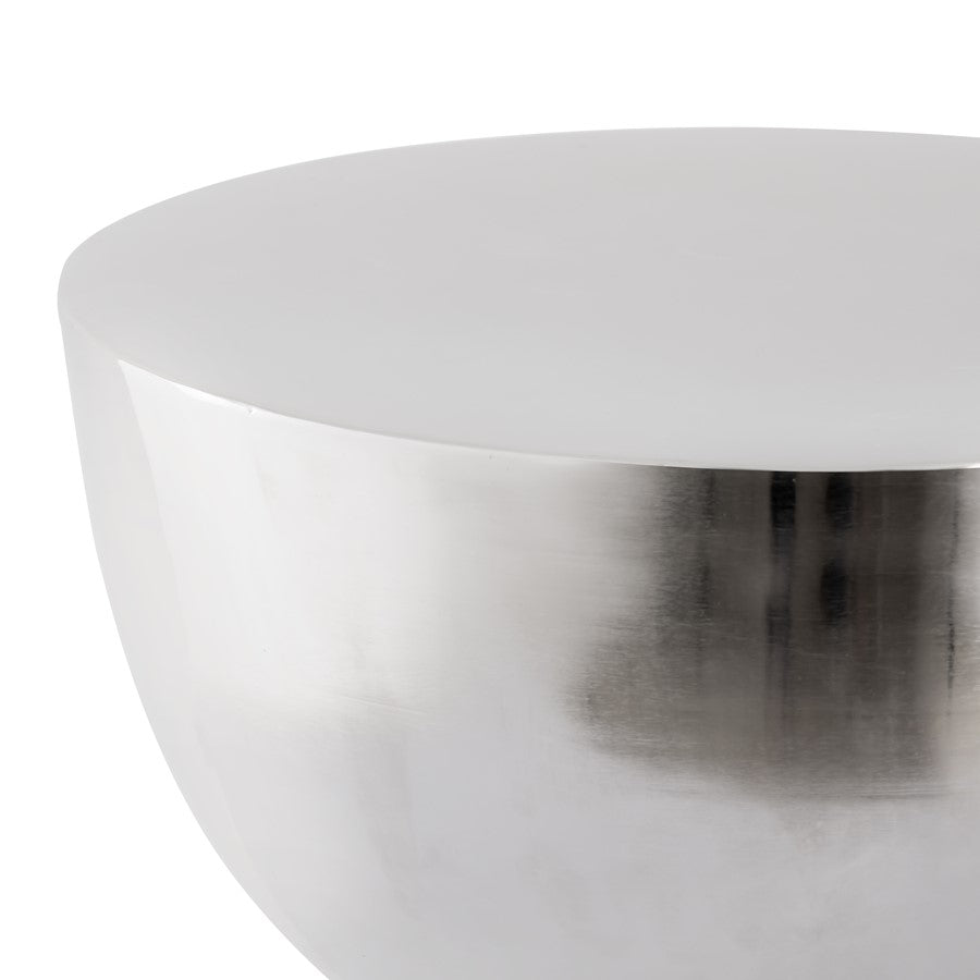 Atlas Lighting Julio 13in Round Accent Table | Polished Silver Metal Modern | Living Room & Bedroom Side Table | 13 x 13 x 18.5 in | Model TA11106-01
