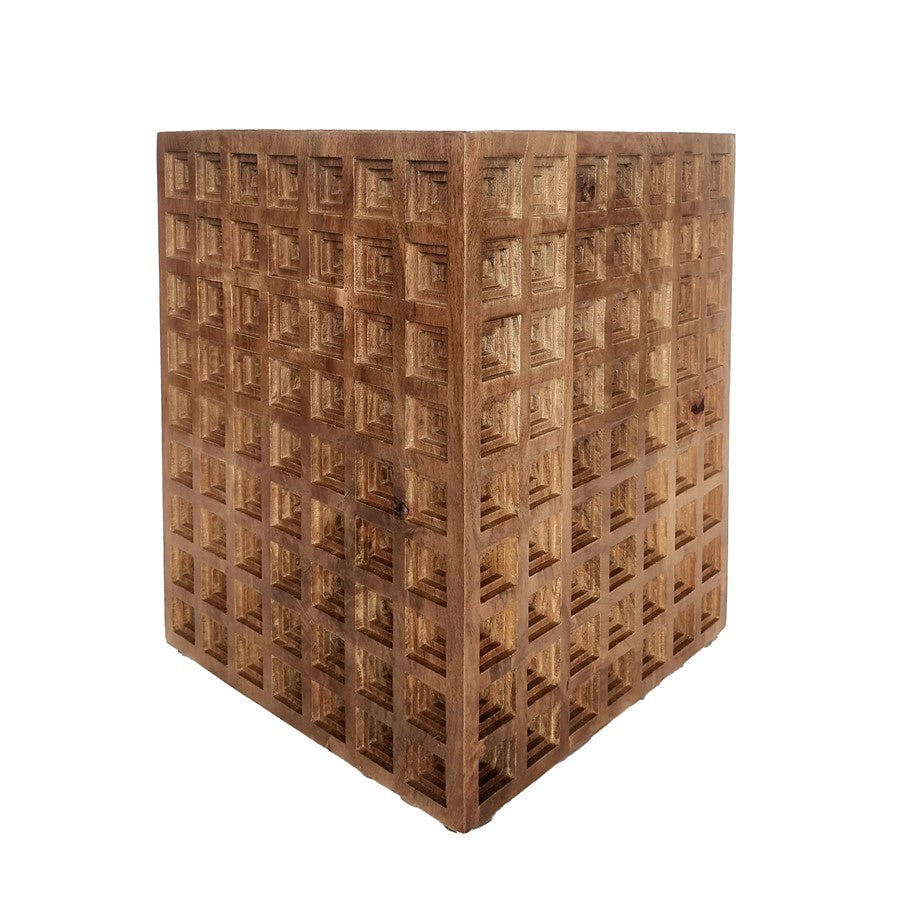 Atlas Lighting Marcus 14.5in Accent Table | Transitional Honey Wood Column | Living Room & Bedroom Side Table | Model TA11120-01