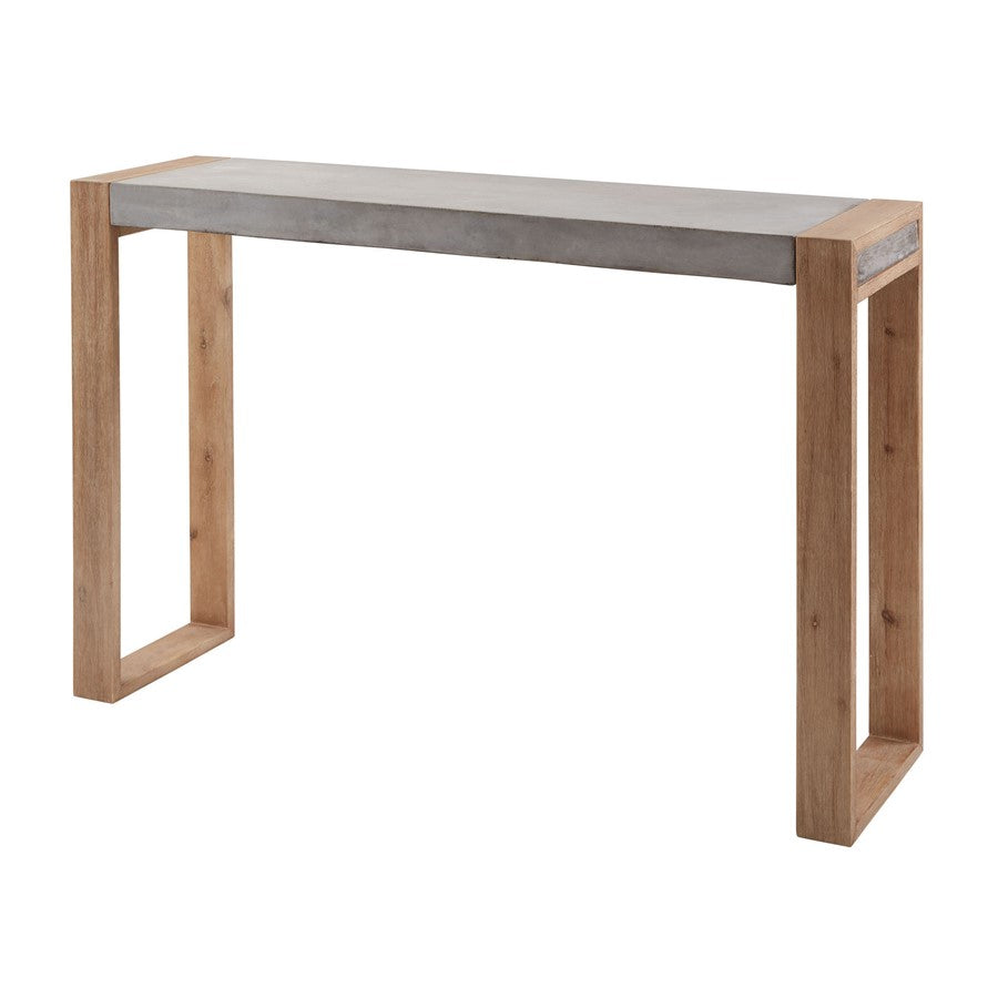 Atlas Lighting Paloma 51in Console Table | Polished Concrete & Wood | Entryway & Living Room Accent | 51 x 14 x 35 in | Model TA11137-01