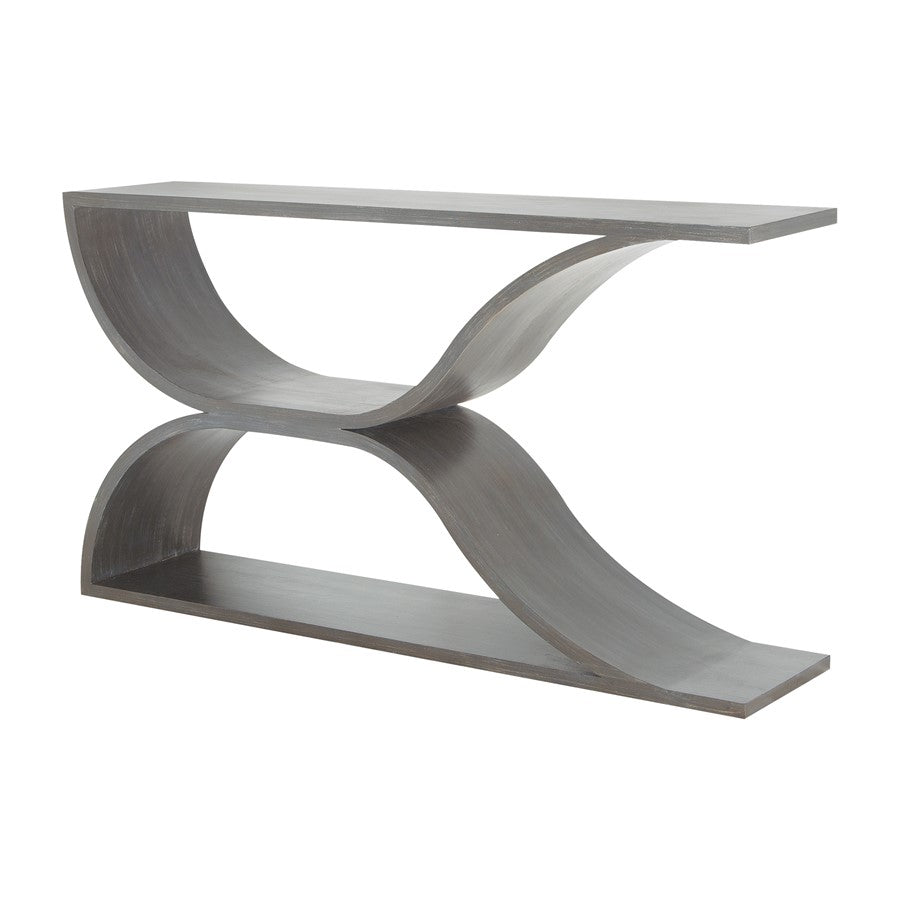 Atlas Pin Hollow 62in Console Table | Solid Mahogany Wood in Restoration Gray | Entryway & Hallway | 62 x 14 x 34 in | Model TA11145-01