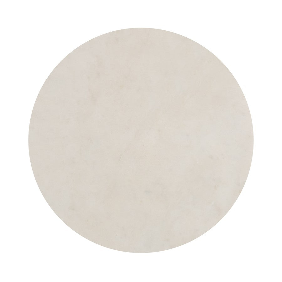 Atlas Lighting Rowe 12in Round Accent Table | Transitional Aged Brass Metal & White Stone | Living Room & Bedroom Side Table | Model TA11164-01