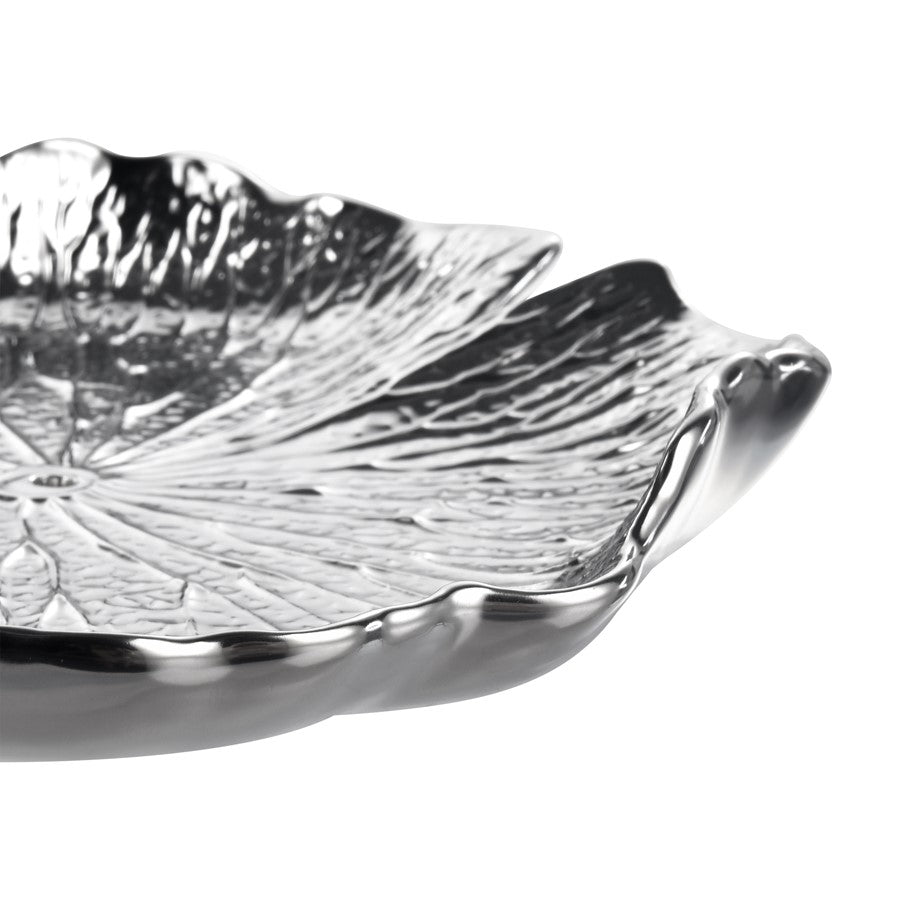 Atlas Lighting Lilypad Bowl Set of 4 | Silver High Gloss Earthenware | Tabletop & Wall Decor | 11.25 x 1 x 11.25 in | Model WA11082-02S
