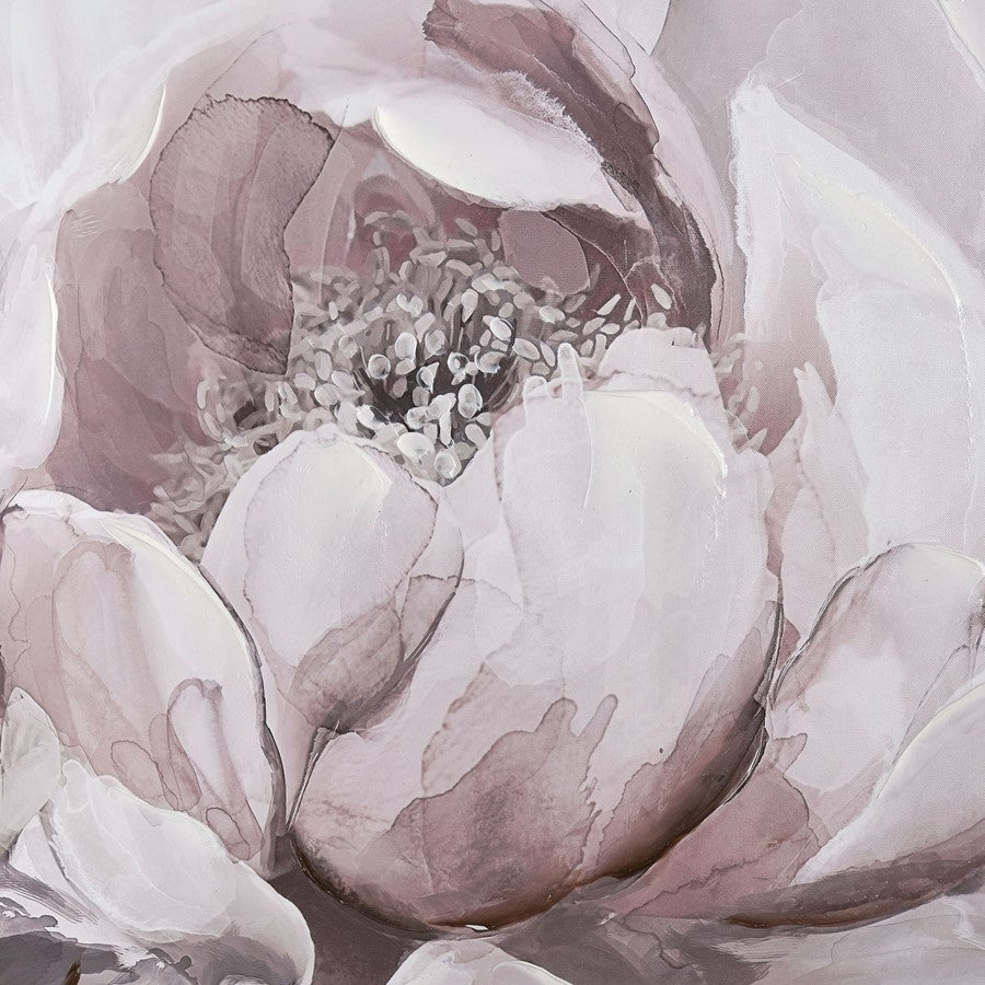 Atlas Lighting Petal Study 39in Framed Wall Art | Blush Fabric on Silver Frame | Living Room & Bedroom Botanical Decor | Model WA11120-01
