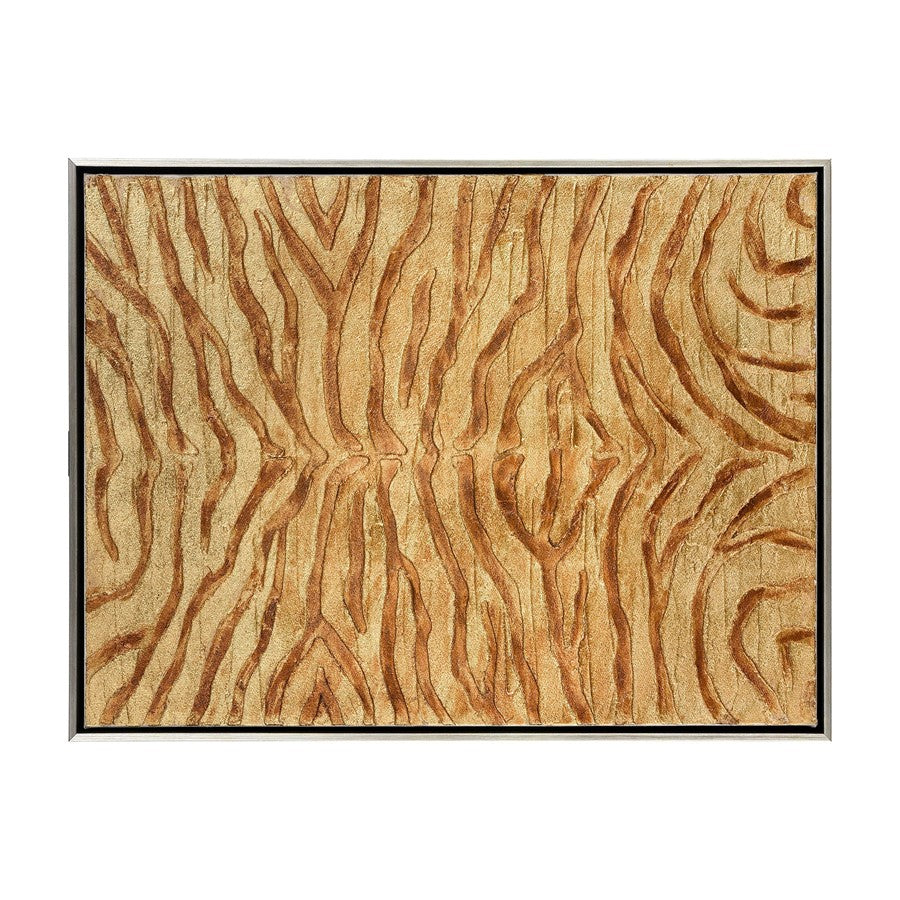 Atlas Lighting Prowess I 25in Framed Wall Art | Gold & Bronze Fabric on Champagne Frame | Living Room & Office Nature Decor | Model WA11123-01
