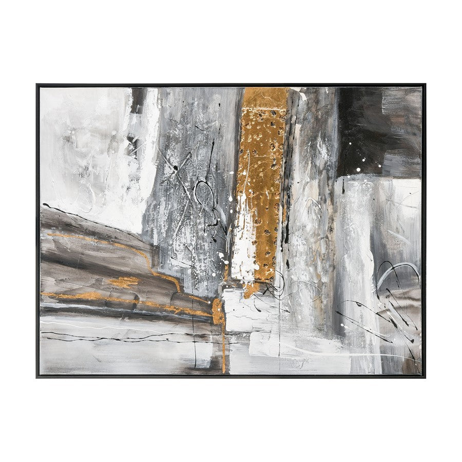 Atlas Lighting Reading in Gray 36.5in W Framed Wall Art | Modern Gray & Gold Fabric | Living Room & Office Decor | Model WA11125-01