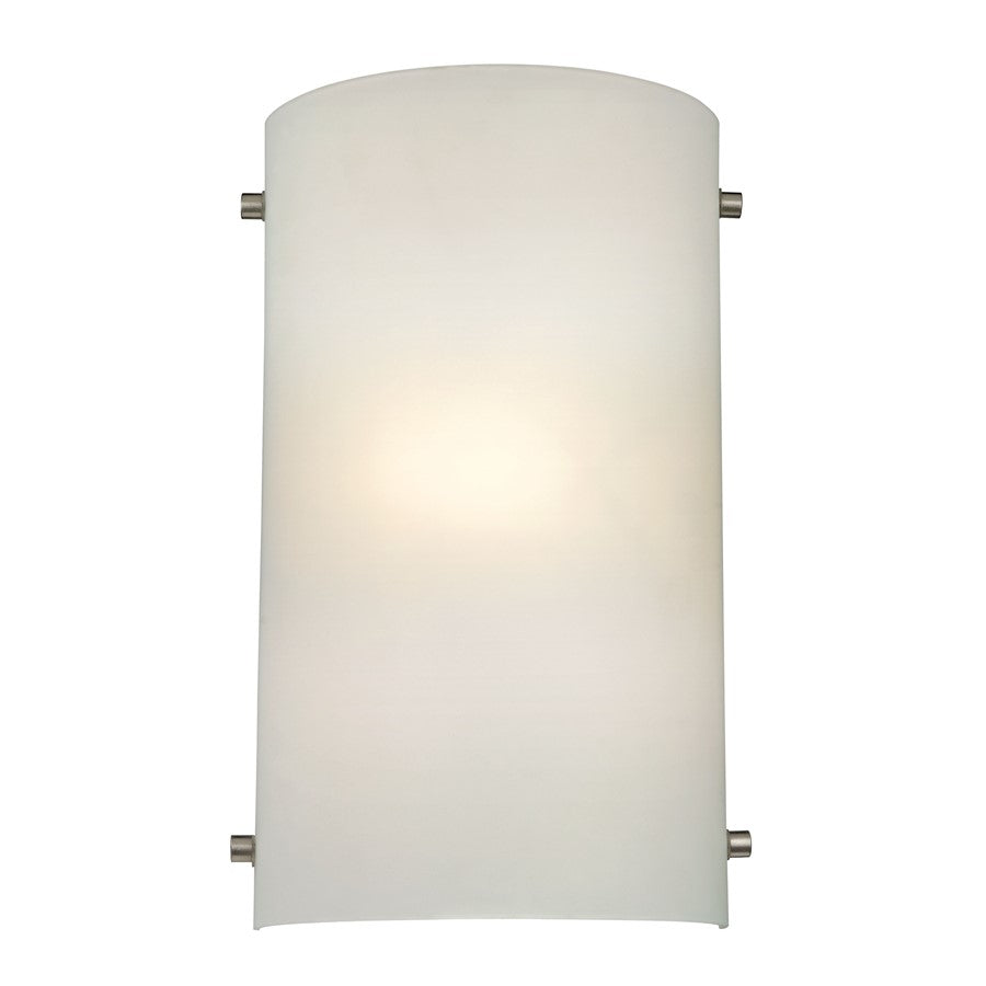 Atlas Lighting Arc 8in 1-Light Wall Sconce | Transitional Brushed Nickel and White Frosted Glass | Hallway & Bedroom | Model WL11001-NK