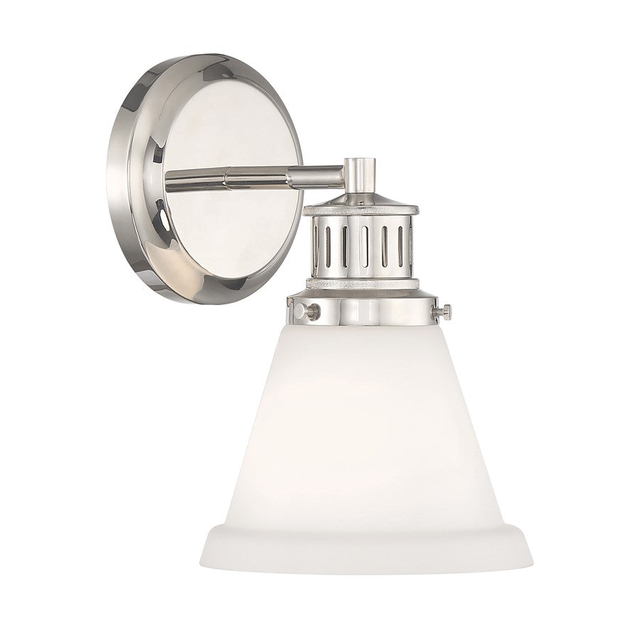 Atlas Lighting Alden 10in 1-Light Wall Sconce | Traditional Polished Nickel and Opal Glass | Hallway & Bedroom Accent Light | Model WL11011-NK
