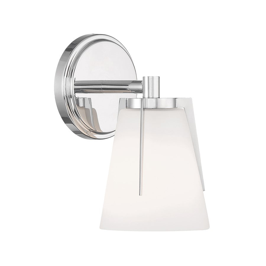 Atlas Lighting Allure 5in 1-Light Wall Sconce | Art Deco Chrome and White Opal Glass | Bedroom & Hallway Accent Light | Model WL11014-CH