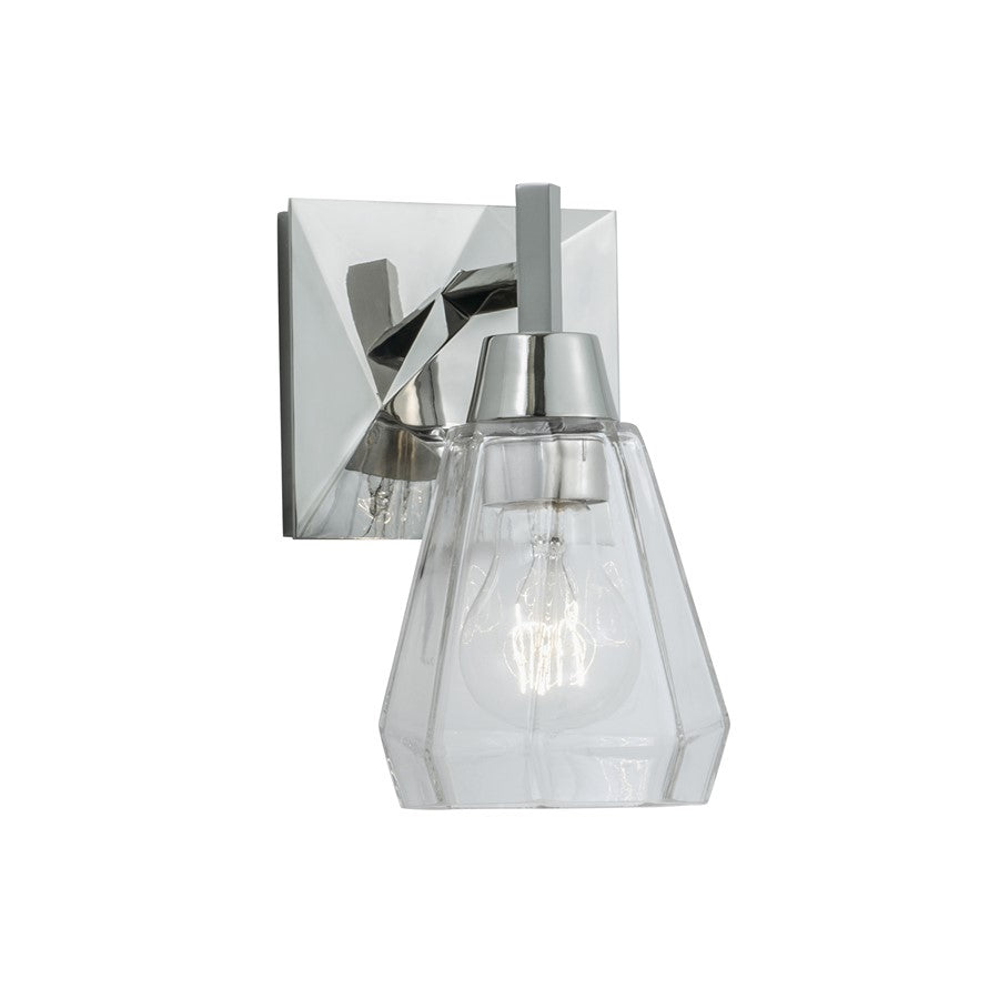 Atlas Lighting Arctic 5in 1-Light Wall Sconce | Modern Polished Nickel and Clear Glass | Bathroom & Hallway Accent Light | Model WL11019-NK