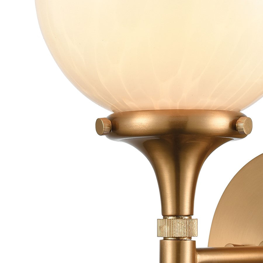 Atlas Lighting Beverly Hills 15" 1Lt Sconce, Satin Brass/White