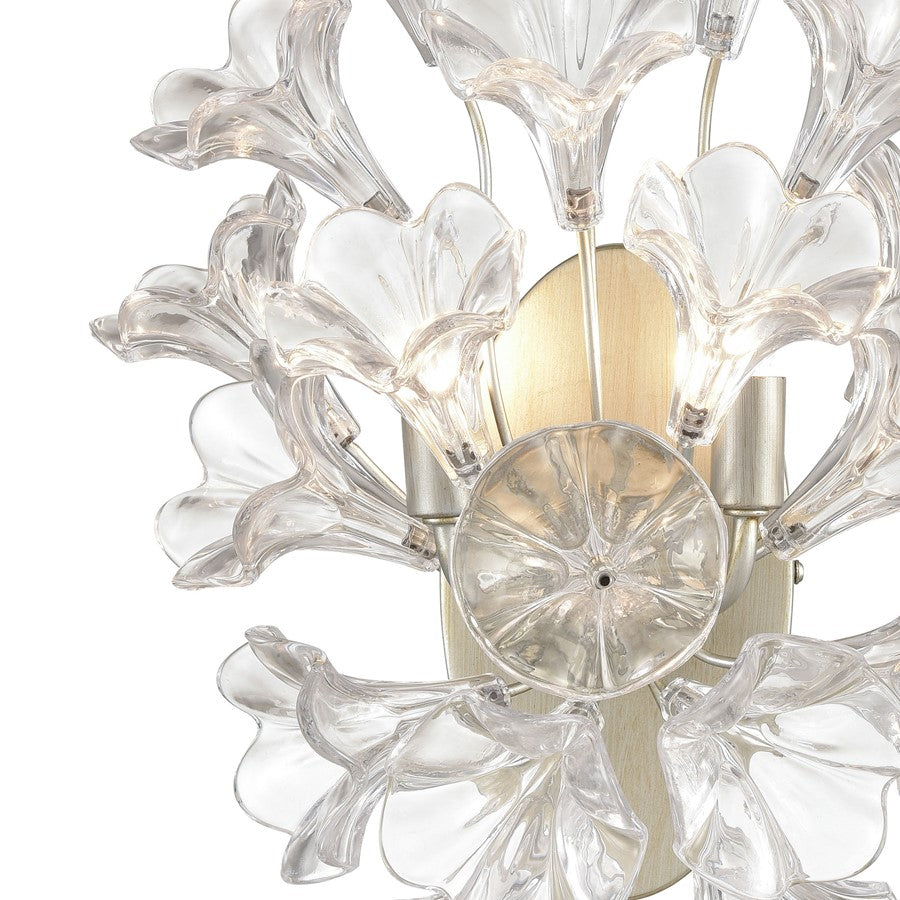 Atlas Lighting Celene 17in 2-Light Wall Sconce | Traditional Aged Silver and Clear Glass | Bedroom & Living Room | 12 x 8 x 17 in | Model WL11042-SV