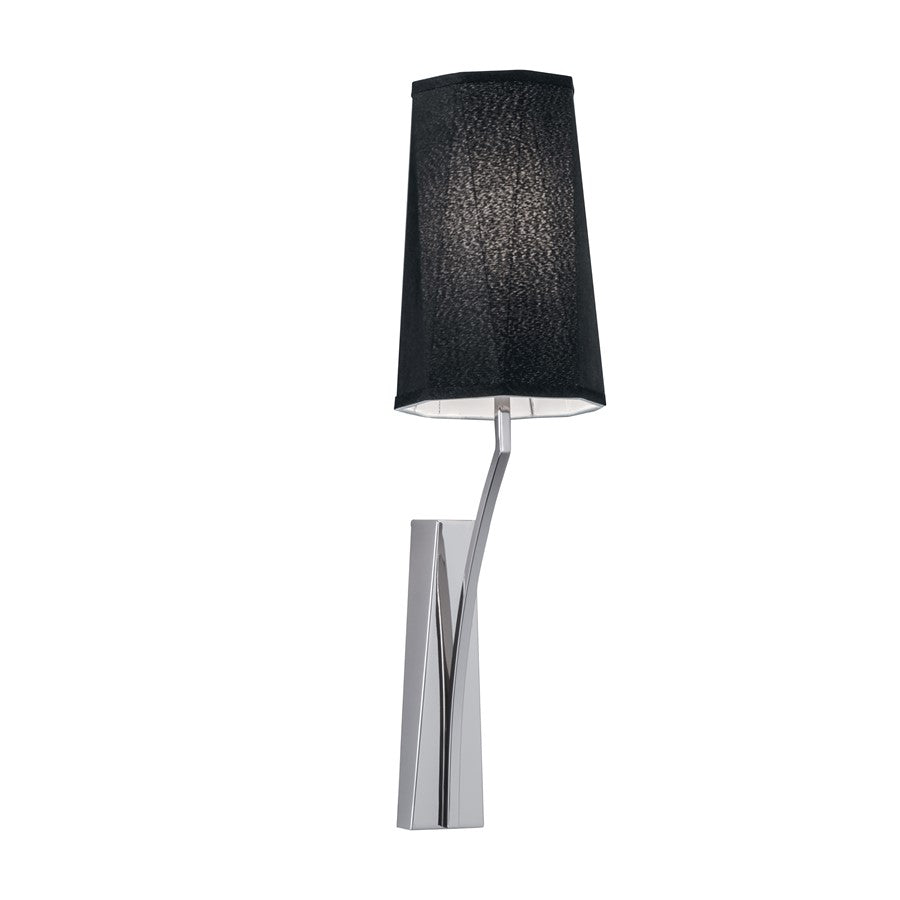 Atlas Lighting Diamond 4.75in 1-Light Wall Sconce | Transitional Polished Nickel and Black Fabric Shade | Bathroom & Hallway | Model WL11062-NK1