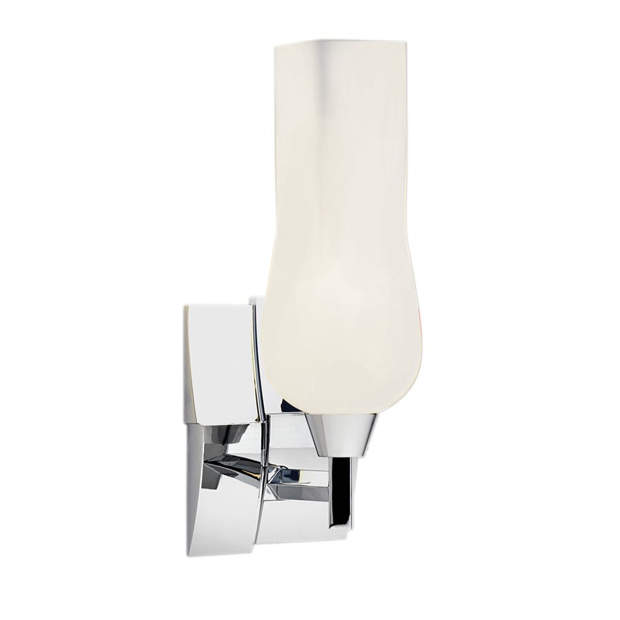 Atlas Lighting Fleur 14in 1-Light Wall Sconce | Transitional Chrome and White Glass | Bathroom & Hallway Accent Light | Model WL11077-CH