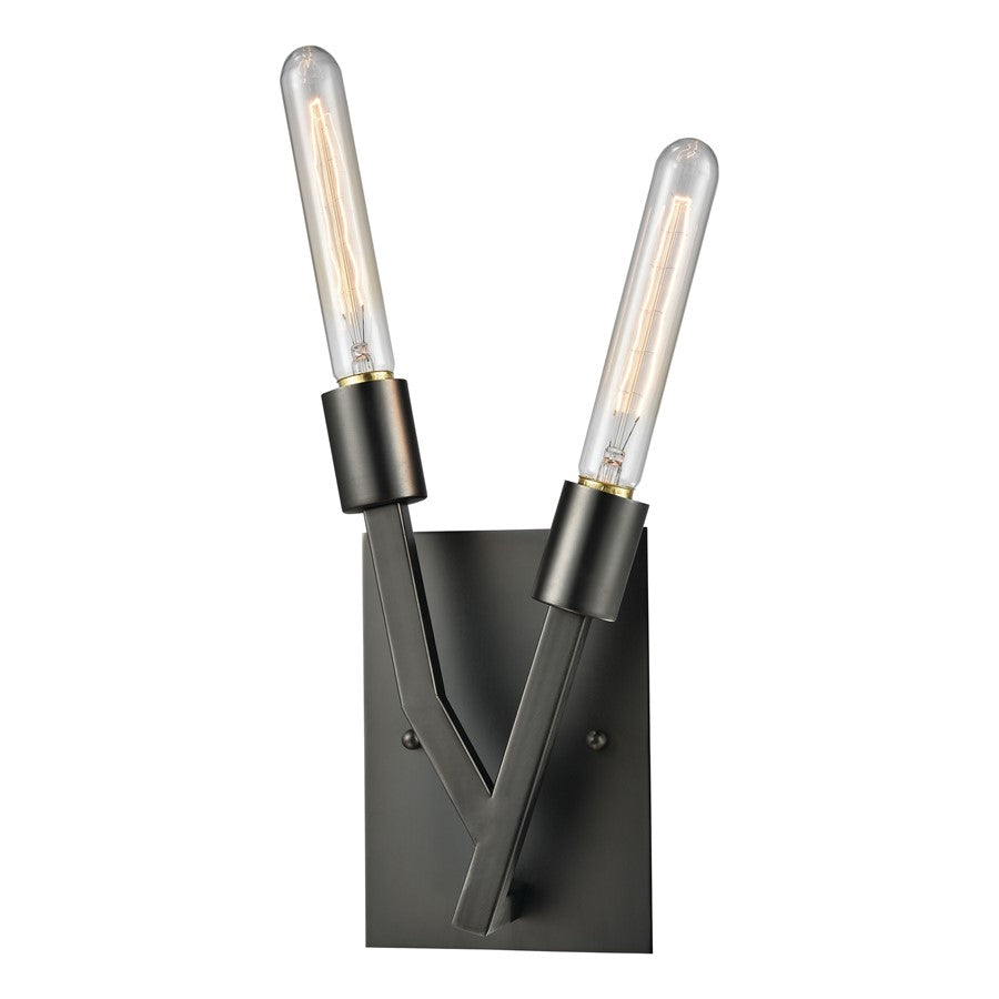 Atlas Lighting Freeform 11in 2-Light Wall Sconce | Modern Dark Graphite Metal | Living Room & Hallway Accent Light | 6 x 4 x 11 in | Model WL11078-BK