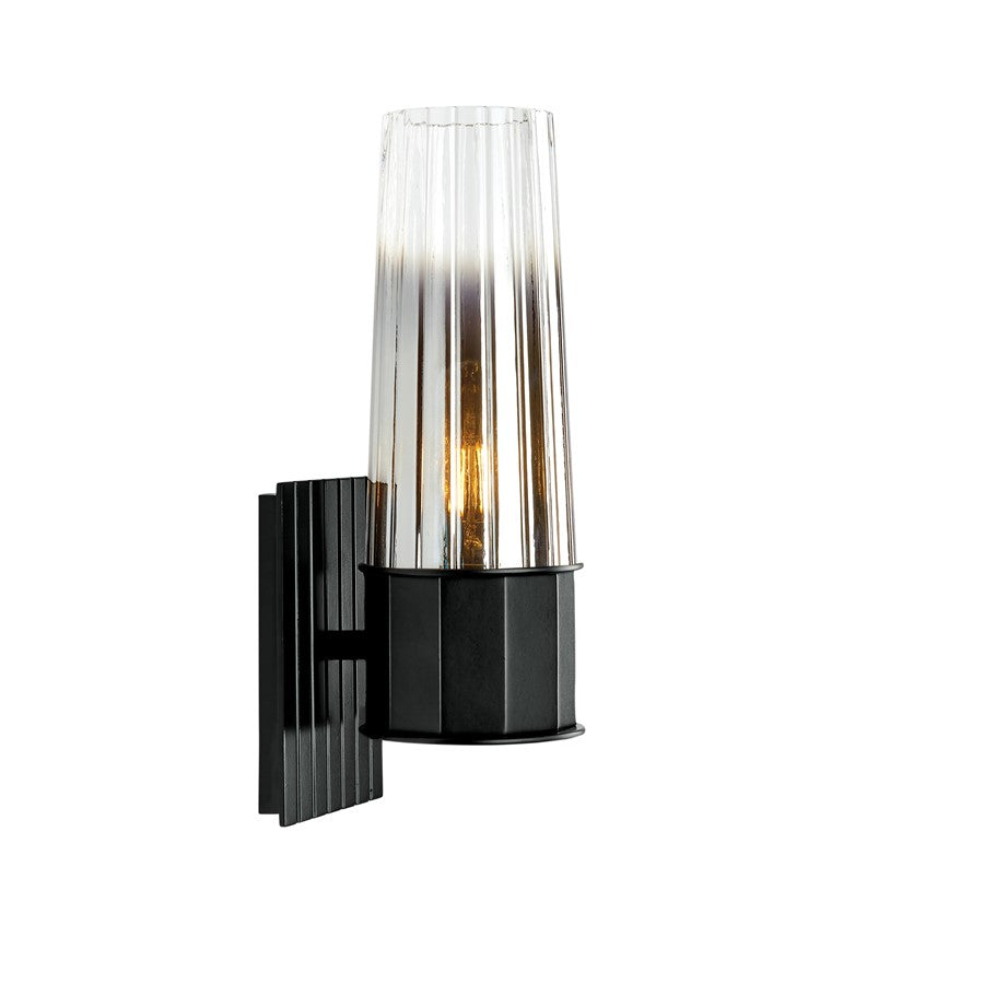 Atlas Lighting Icycle 12in 1-Light Wall Sconce | Modern Matte Black and Silver Glass | Bedroom & Hallway Accent | 5 x 4 x 12 in | Model WL11091-BK
