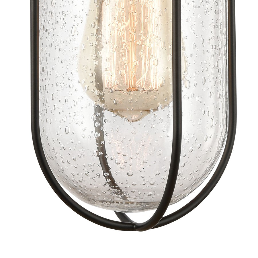 Atlas Lighting Lakeshore Drive 18in 1-Light Wall Sconce | Transitional Matte Black and Clear Seeded Glass | Hallway & Bedroom | Model WL11100-BK
