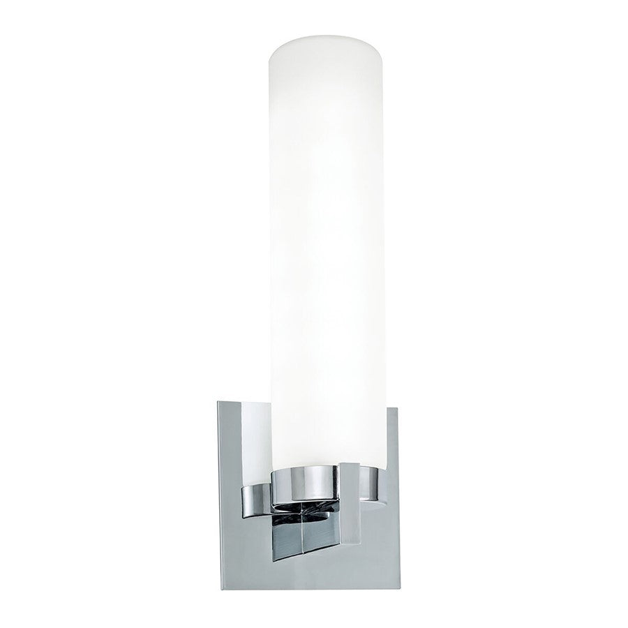 Atlas Lighting Newport 13in 1-Light Wall Sconce | Transitional Chrome and White Glass | Hallway & Bedroom Accent | 4 x 4 x 13.25 in | Model WL11120-CH