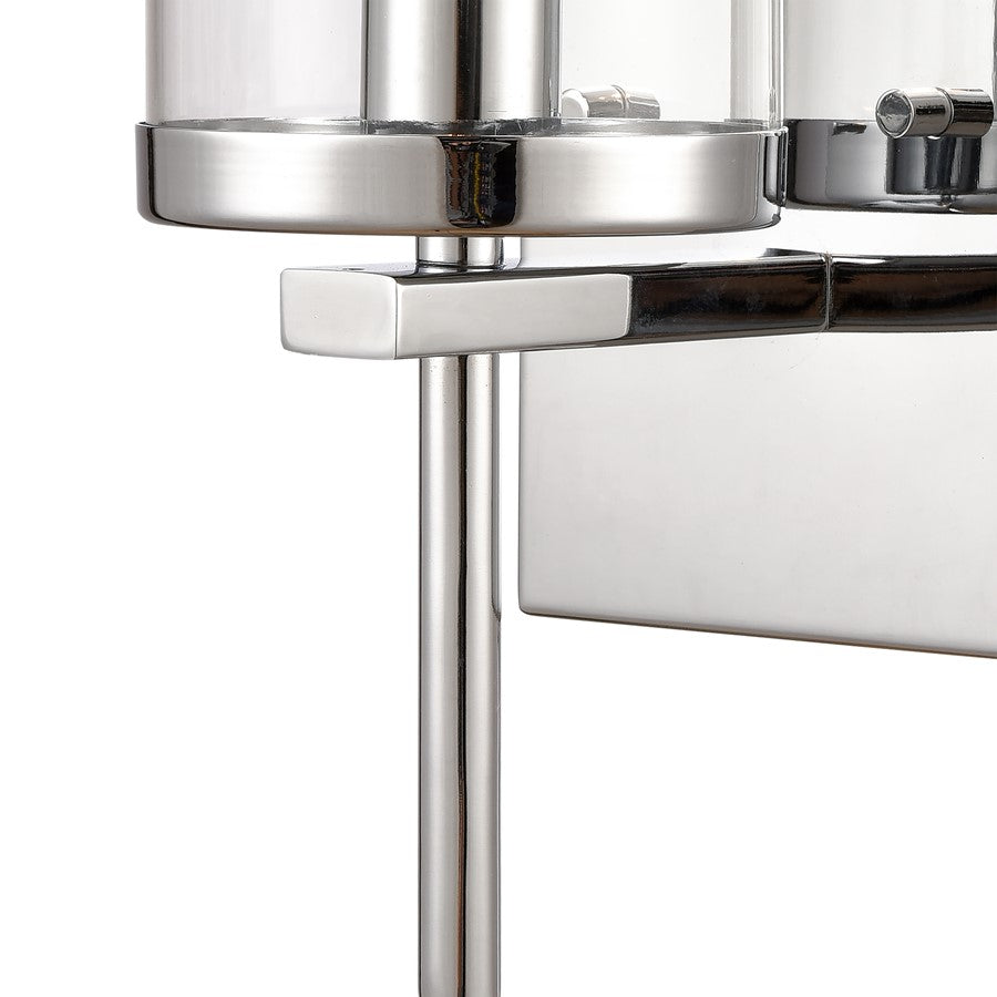 Atlas Lighting Oakland 12in 1-Light Wall Sconce | Modern Chrome and Clear Glass | Hallway & Bedroom Accent | 4.5 x 6 x 12 in | Model WL11121-CH