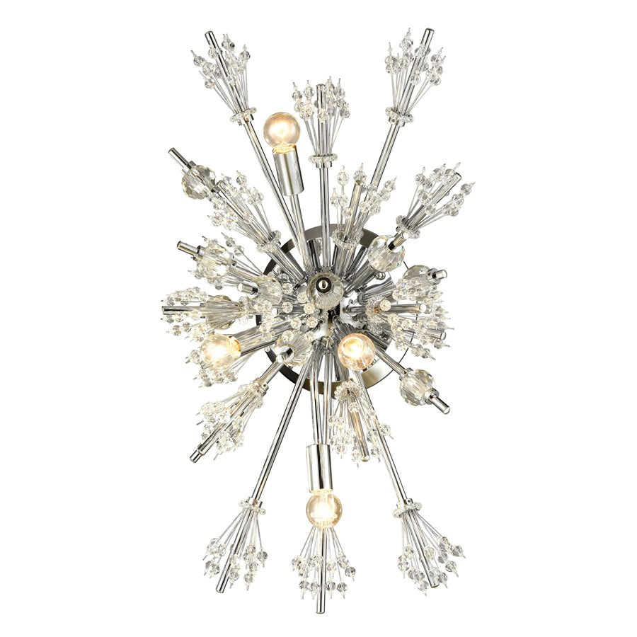 Atlas Lighting Starburst 26in 4-Light Wall Sconce | Modern Polished Chrome and Crystal | Living Room & Bedroom Accent Light | Model WL11148-CH