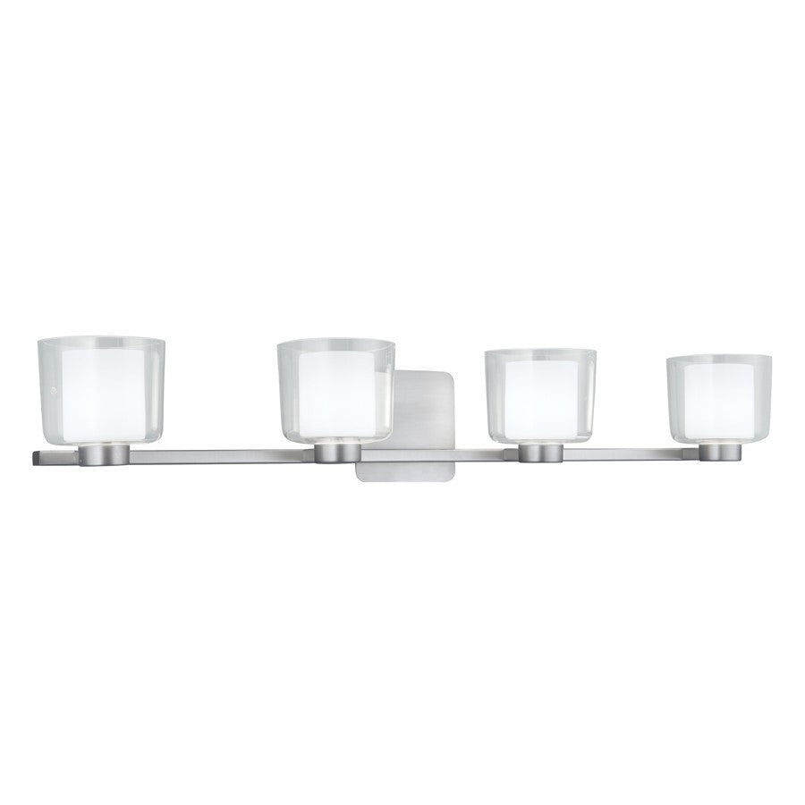 Atlas Lighting Alexus 34in 4-Light Vanity Light | Transitional Brushed Nickel and Opal Glass | Bathroom Vanity | Model WL11180-NK