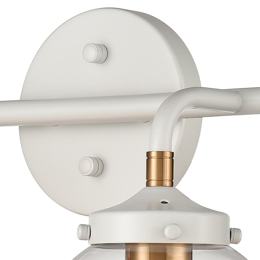 Atlas Lighting Boudreaux 33in 4-Light Vanity Light | Modern Matte White and Satin Brass with Clear Glass | Bathroom Vanity | Model WL11220-WH