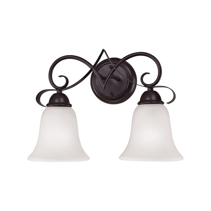 Atlas Lighting Brighton 15in 2-Light Vanity Light | Traditional Oil Rubbed Bronze Metal with White Glass Shades | Bathroom Vanity | Model WL11227-BZ