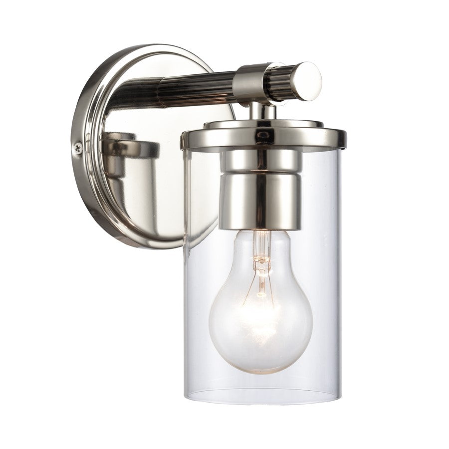 Atlas Lighting Burrow 5in 1-Light Vanity Light | Traditional Polished Nickel and Clear Glass | Bathroom Vanity | 5 x 6 x 8.25 in | Model WL11236-NK