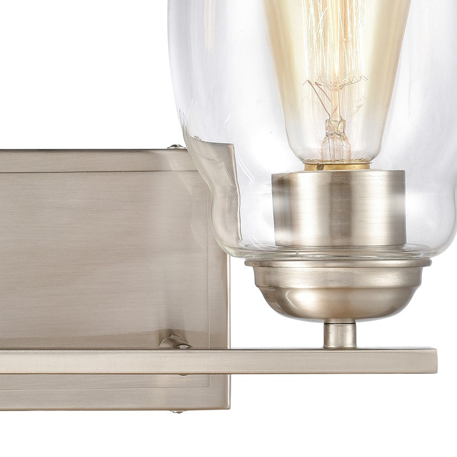 Atlas Lighting Calistoga 14in 2-Light Vanity Light | Traditional Brushed Nickel and Clear Glass | Bathroom Vanity | 14 x 6 x 9 in | Model WL11241-NK