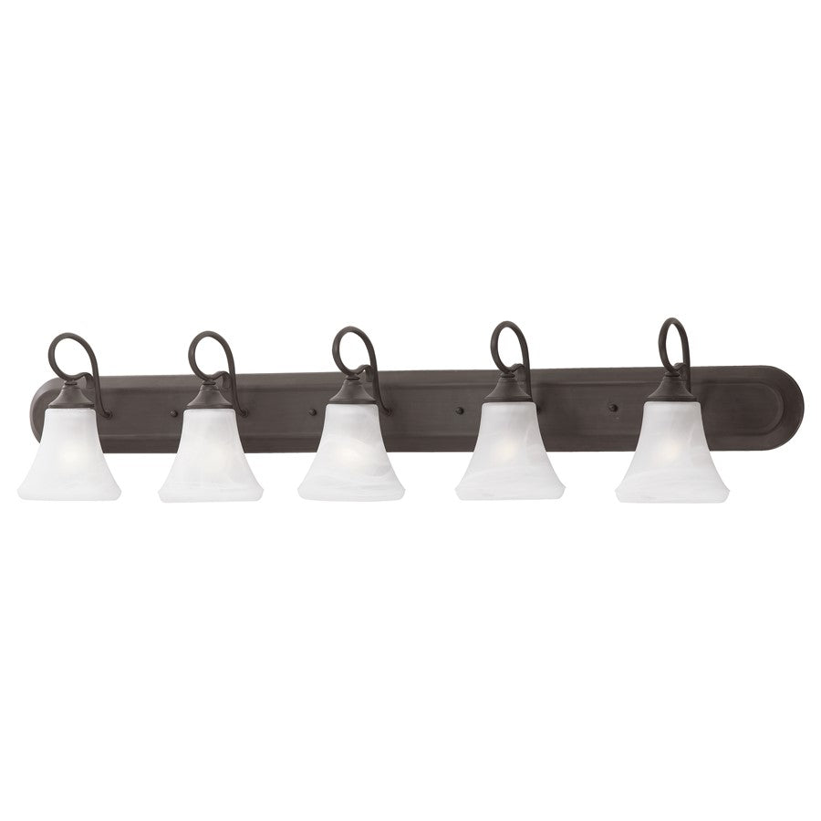 Atlas Lighting Elipse 48in 5-Light Vanity Light | Traditional Painted Bronze and White Frosted Glass | Bathroom Vanity | Model WL11286-BZ