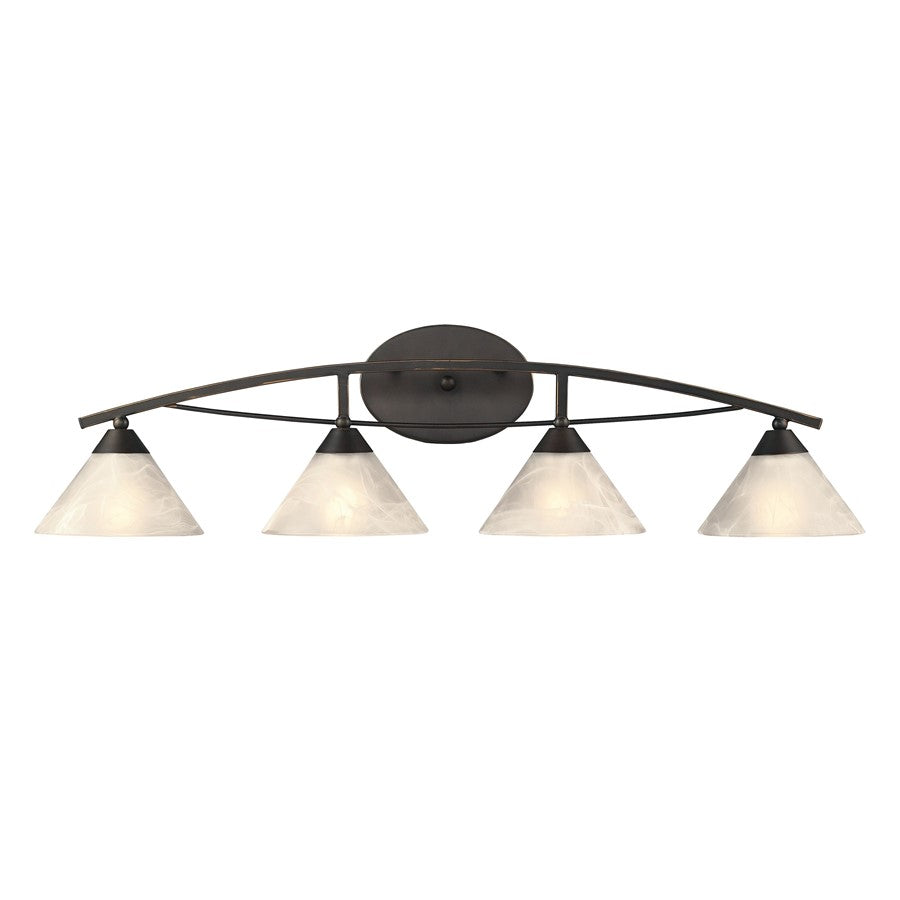 Atlas Lighting Elysburg 36in 4-Light Vanity Light | Transitional Oil Rubbed Bronze and White Glass | Bathroom Vanity | Model WL11290-BZ