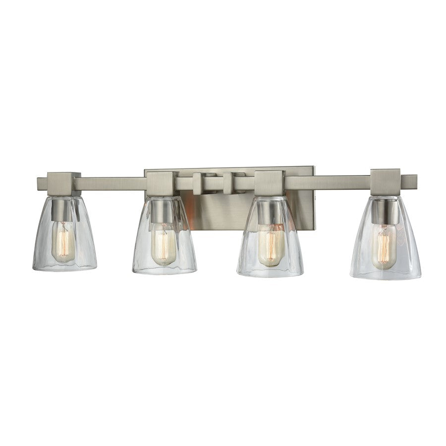 Atlas Lighting Ensley 28in 4-Light Vanity Light | Transitional Satin Nickel and Clear Glass | Bathroom Vanity | 28 x 7 x 8 in | Model WL11300-NK