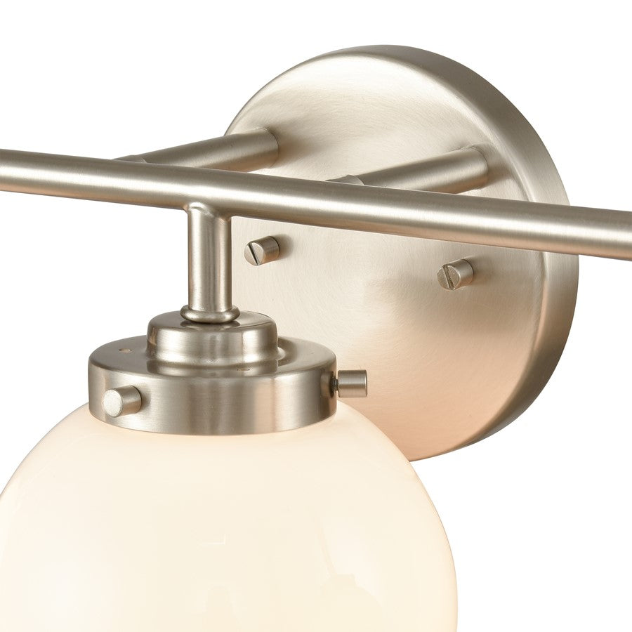 Atlas Lighting Fairbanks 23in 3-Light Vanity Light | Modern Brushed Nickel and Opal Glass | Bathroom Vanity | 23 x 6 x 8 in | Model WL11302-NK2