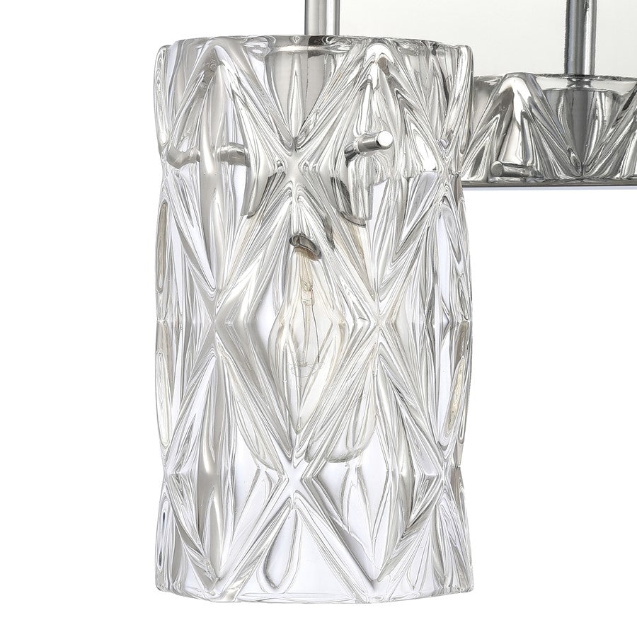 Atlas Lighting Forma de Crystal 14in 2-Light Vanity Light | Modern Polished Chrome and Clear Textured Glass | Bathroom & Powder | Model WL11305-CH