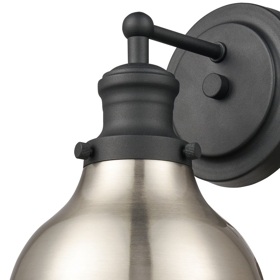 Atlas Lighting Haralson 10in 1-Light Wall Sconce | Traditional Charcoal and Satin Nickel Metal Shade | Bathroom Vanity & Hallway | Model WL11316-BK1
