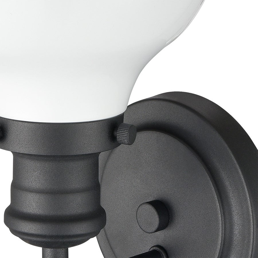 Atlas Lighting Haralson 1-Light Wall Sconce | Traditional Charcoal and Enamel White Metal | Bathroom & Vanity Accent Light | Model WL11316-BK2