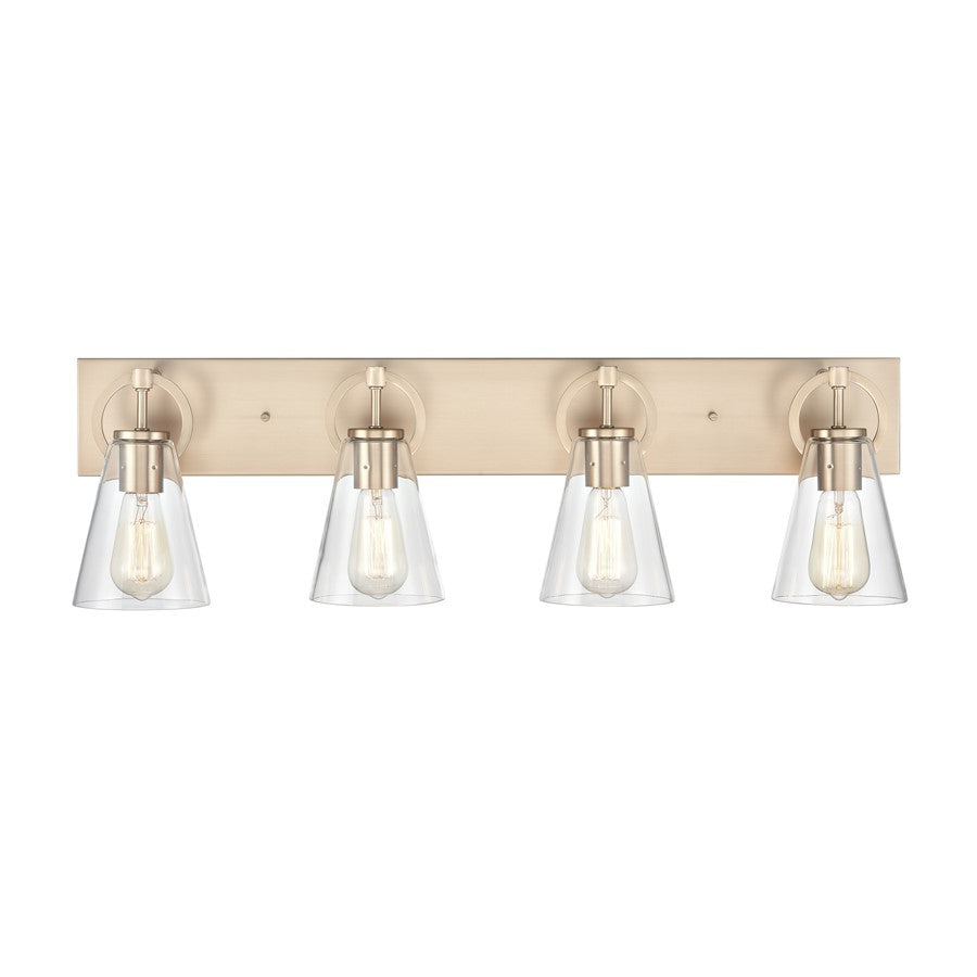 Atlas Lighting Harnell 31in 4-Light Vanity Light | Champagne Gold and Clear Glass | Bathroom Vanity | 31.5 x 6.5 x 9 in | Model WL11323-GD
