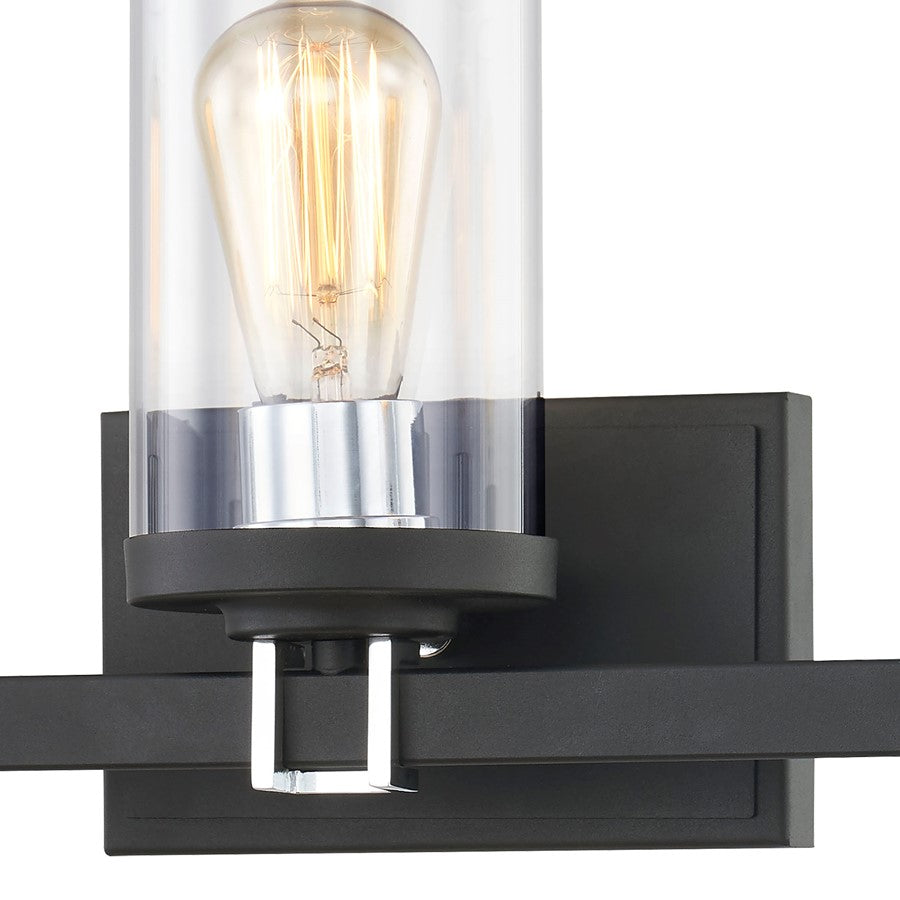 Atlas Lighting Holdfast 22in 3-Light Vanity Light | Transitional Charcoal and Polished Chrome with Clear Glass | Bathroom Vanity | Model WL11327-BK1