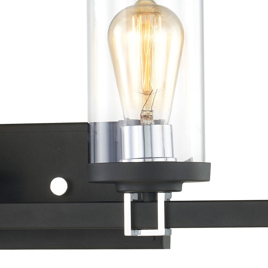 Atlas Lighting Holdfast 28in 4-Light Vanity Light | Transitional Charcoal and Polished Chrome with Clear Glass | Bathroom Vanity | Model WL11328-BK1