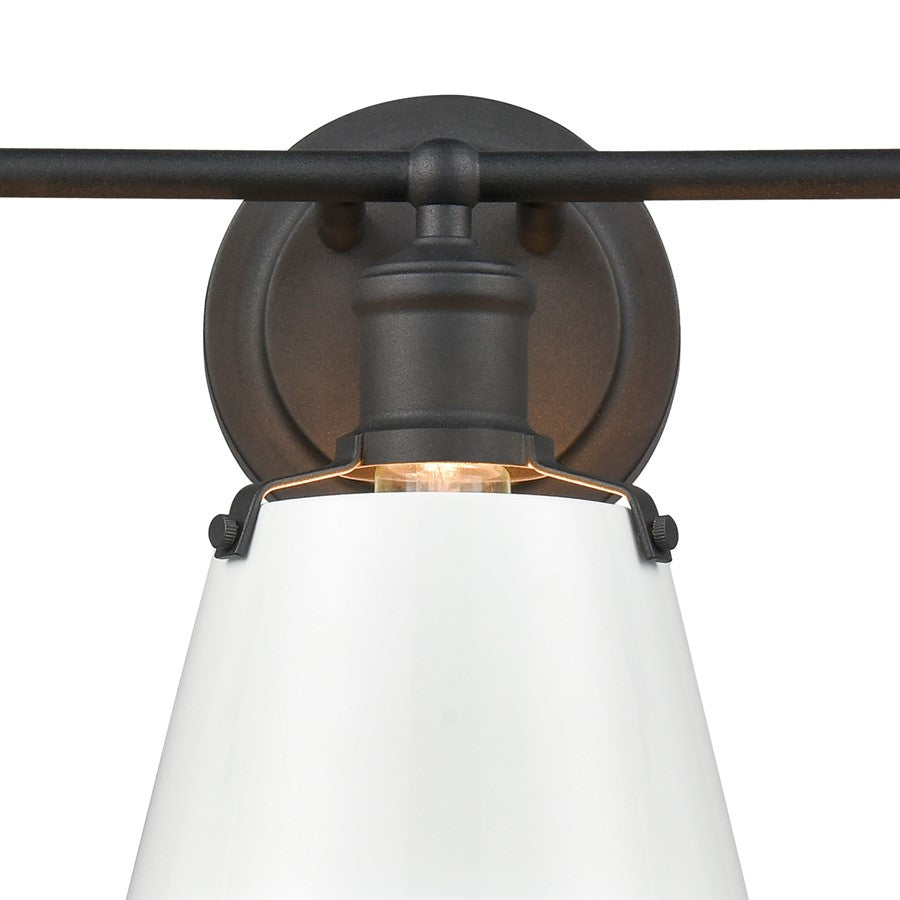 Atlas Lighting Holgate 24in 3-Light Vanity Light | Traditional Enamel White and Charcoal Metal | Bathroom & Kitchen Vanity | Model WL11330-WH