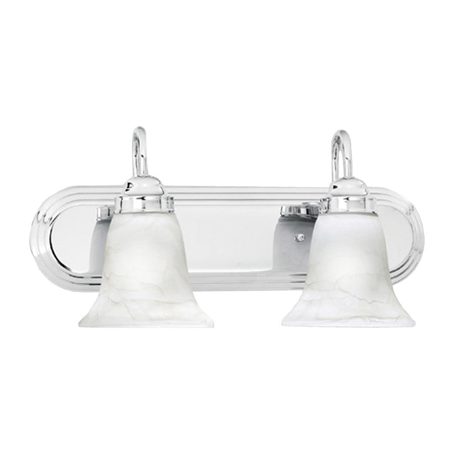 Atlas Lighting Homestead 18in 2-Light Vanity Light | Traditional Chrome and White Glass | Bathroom & Powder Room Vanity Lighting | Model WL11332-CH