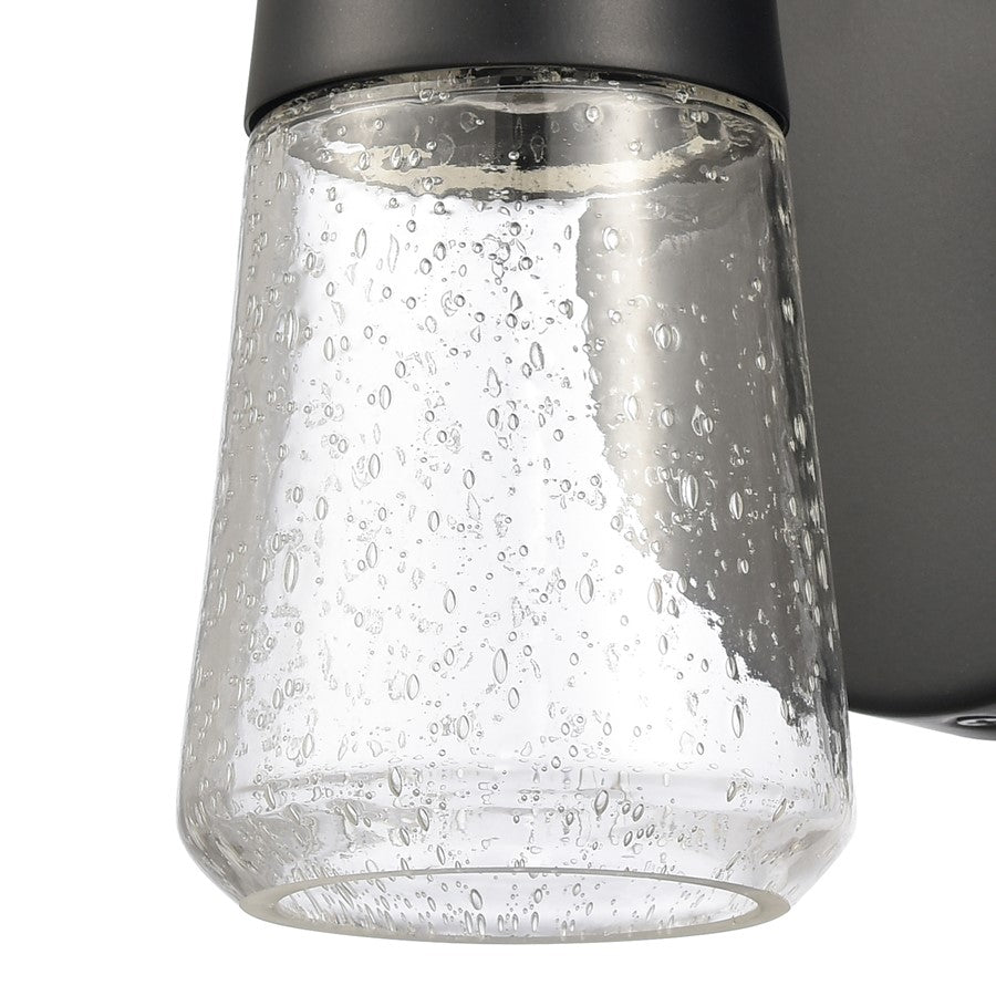 Atlas Lighting Jergen 5in 1-Light Vanity Light | Modern Matte Black and Clear Seeded Glass | Bathroom Vanity | 5 x 5 x 6.25 in | Model WL11349-BK