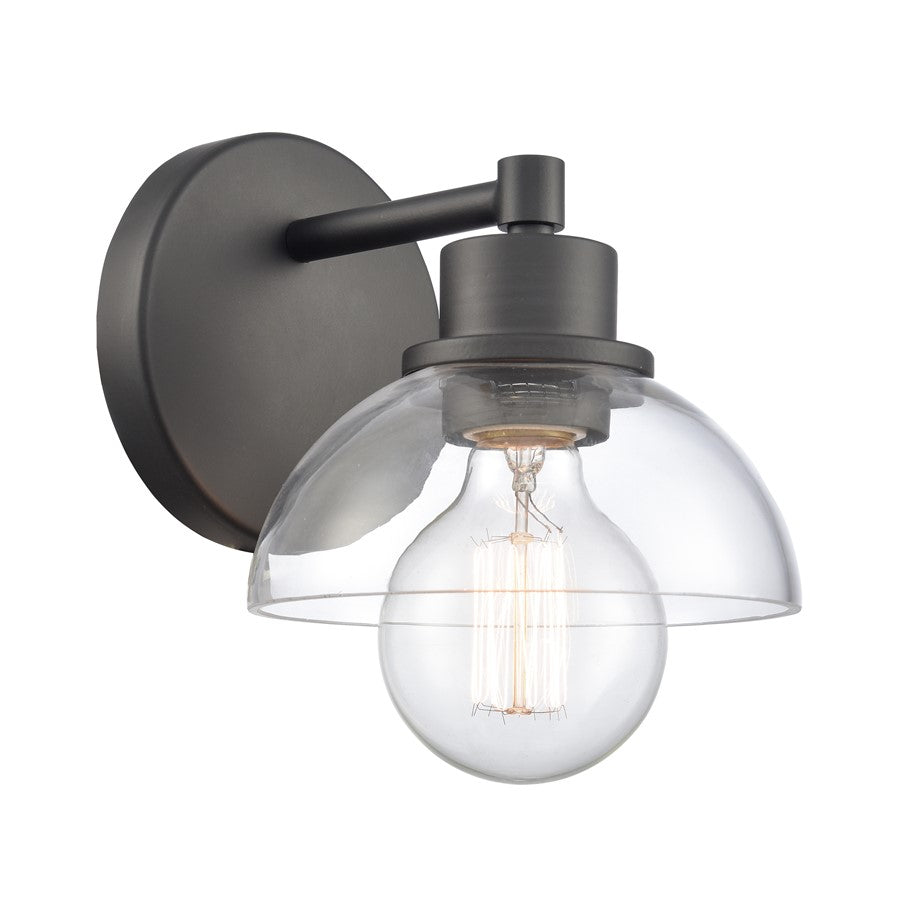 Atlas Lighting Julian 6in 1-Light Vanity Light | Transitional Matte Black and Clear Glass | Bathroom Vanity | 6 x 7.5 x 6 in | Model WL11353-BK