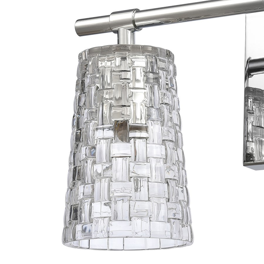 Atlas Lighting Lightweave 15in 2-Light Vanity Light | Traditional Polished Nickel and Clear Textured Glass | Bathroom Vanity | Model WL11361-NK