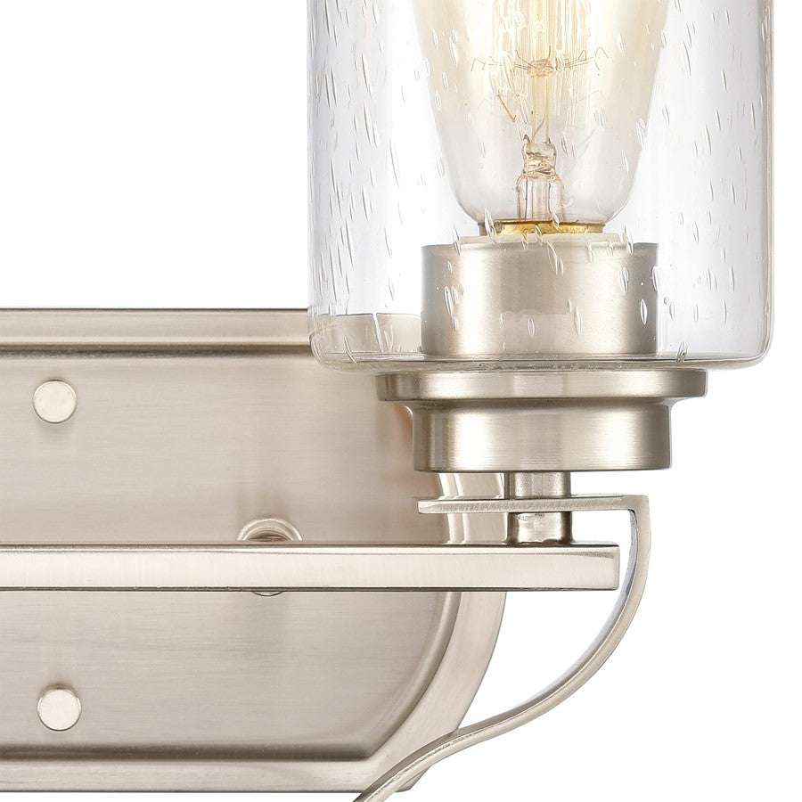 Atlas Lighting Market Square 12in 2-Light Vanity Light | Transitional Brushed Nickel and Clear Seeded Glass | Bathroom Vanity | Model WL11365-NK