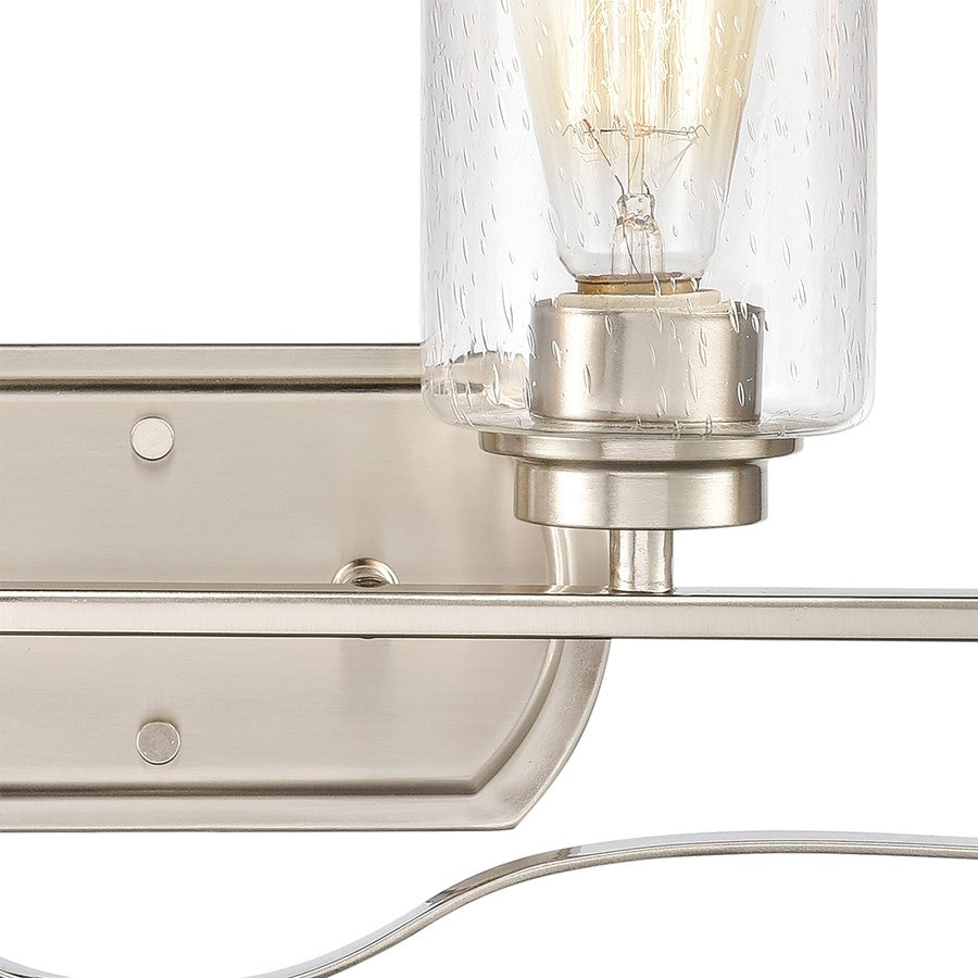 Atlas Lighting Market Square 28in 4-Light Vanity Light | Transitional Brushed Nickel and Clear Seeded Glass | Bathroom Vanity | Model WL11367-NK