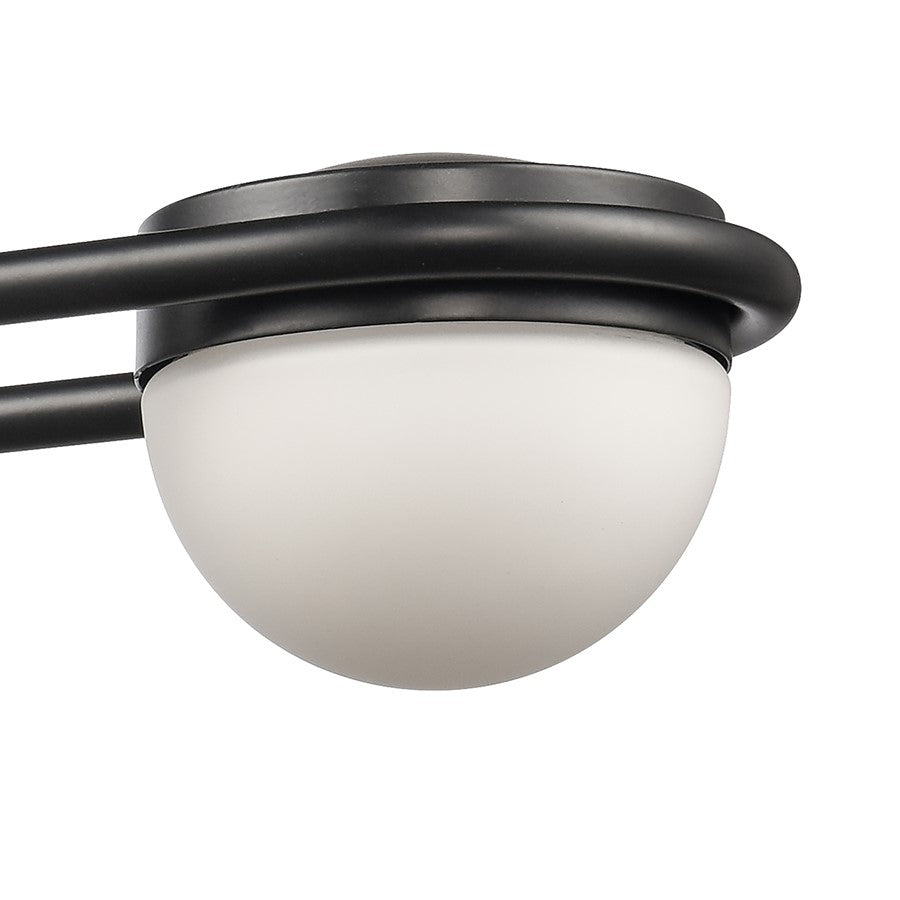 Atlas Lighting Nelly 31in 4-Light Vanity Light | Art Deco Matte Black and White Etched Glass | Bathroom Vanity | 31 x 6 x 5 in | Model WL11378-BK