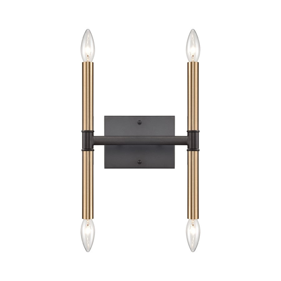 Atlas Lighting Notre Dame 13in 4-Light Wall Sconce | Traditional Oil Rubbed Bronze and Gold Metal | Bathroom Vanity & Hallway | Model WL11380-BZ
