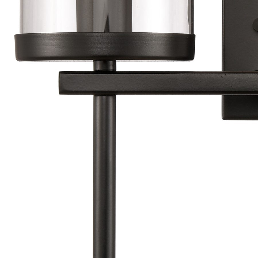 Atlas Lighting Oakland 12in 2-Light Vanity Light | Modern Black and Clear Glass | Bathroom Vanity & Powder Room | 13 x 6 x 12 in | Model WL11383-BK